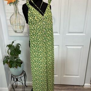 Zara Green and Black Sleeveless V-Neck Sundress